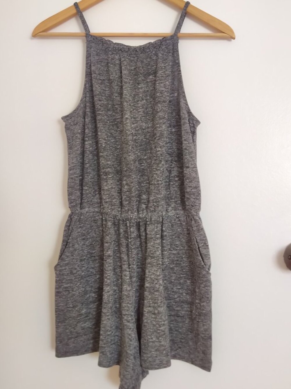 Linen blend Jersey Romper sz XS grey terry knit gray